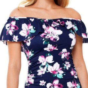Swim Solutions Off The Shoulder Tankini Swim Top